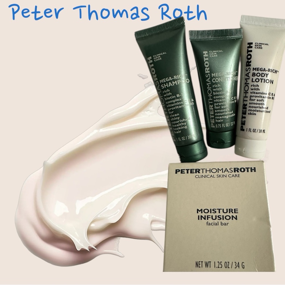 Peter Thomas Roth Mega-Rich Travel Set w/ Moisture Fusion Facial Bar Bundle New